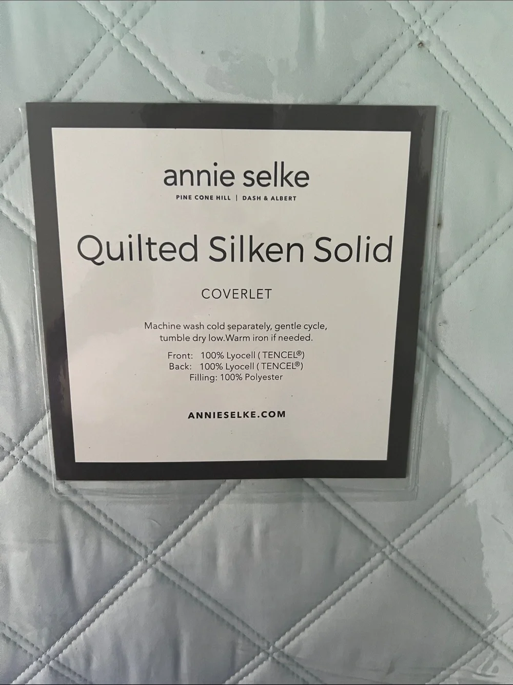 Annie Selke Quilted Silken Solid Coverlet in Light Blue